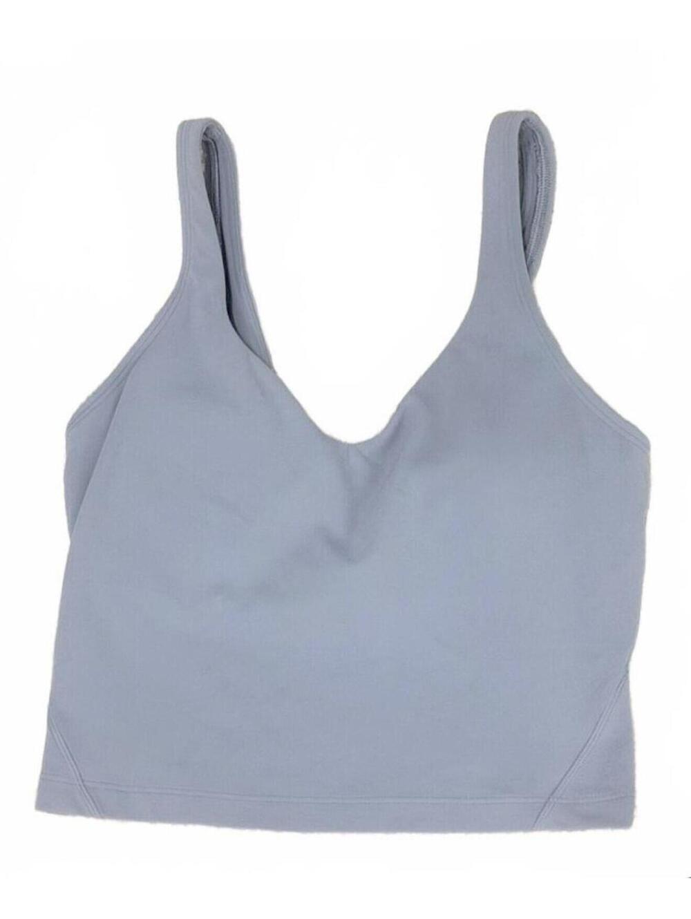 Lululemon Align Tank Top Grey Blue Cropped Cami Built-In Bra Athletic Wear Sz 2